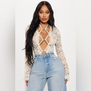 Lace Long Sleeve Cream Top